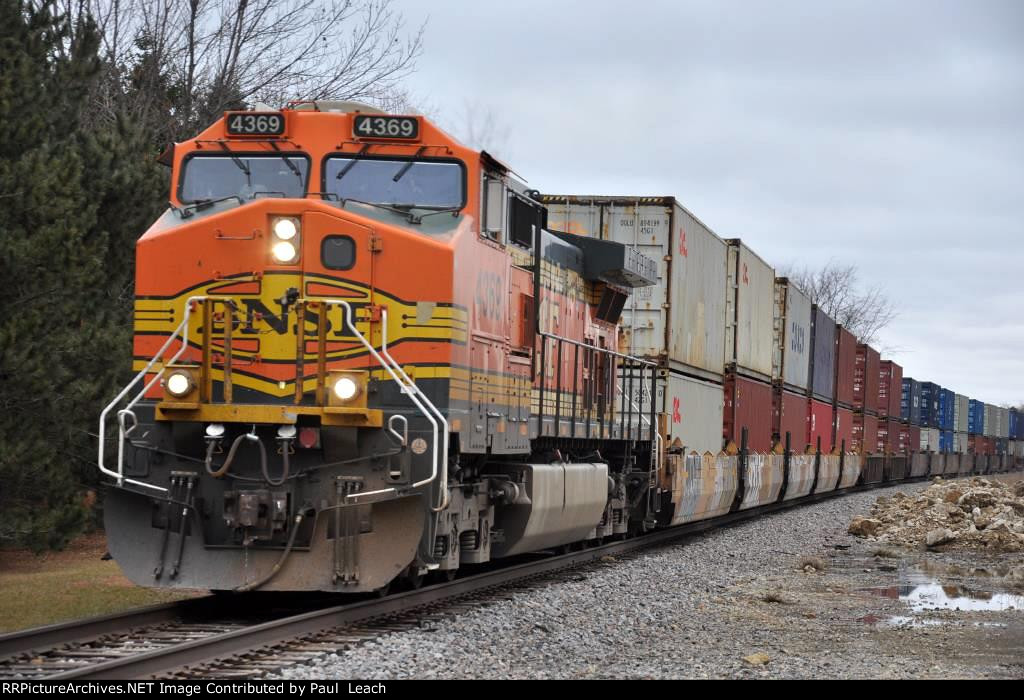 Stack train races east